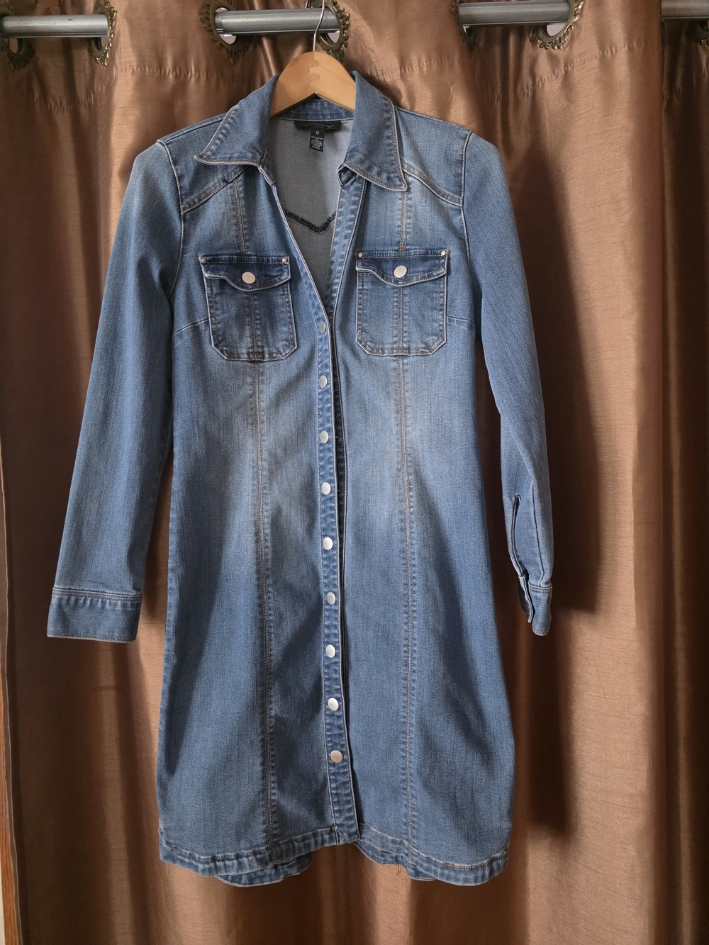 INC International Concepts Light Blue Denim Shirt Dress